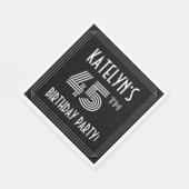 Serviette En Papier Fête du 45e anniversaire : Style Art Déco + Nom pe (Coin)