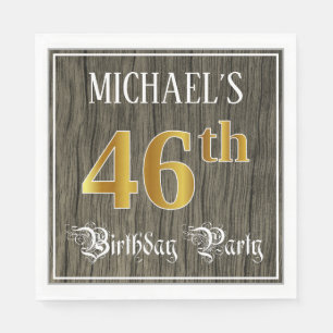 Serviette En Papier Fête du 46e anniversaire — Faux Gold & Faux Woo