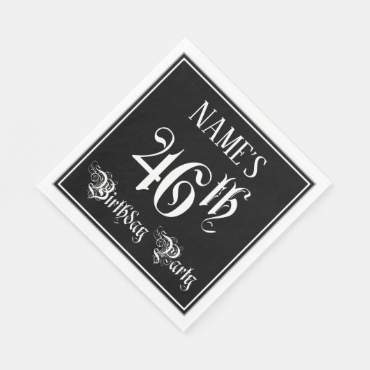 Serviette En Papier Fête du 46e anniversaire — Script fantaisie + Nom  (Coin)