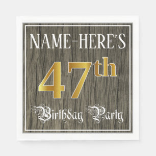 Serviette En Papier Fête du 47e anniversaire — Faux Gold & Faux Woo