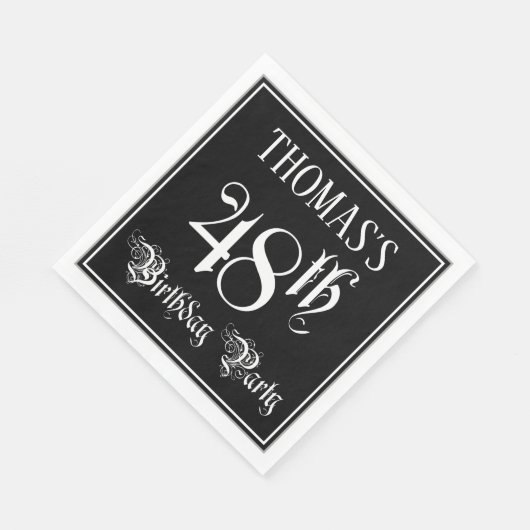 Serviette En Papier Fête du 48e anniversaire — Script fantaisie + Nom (Coin)