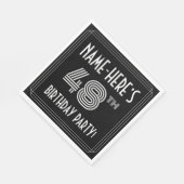 Serviette En Papier Fête du 48e anniversaire : Style Art Déco + Nom pe (Coin)