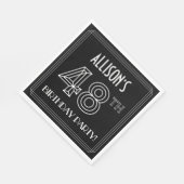Serviette En Papier Fête du 48e anniversaire : Style Art Déco + Nom pe (Coin)