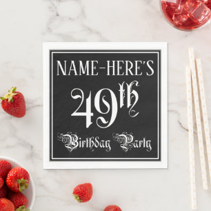 Serviette En Papier Fête du 49e anniversaire — Script fantaisie + N