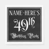 Serviette En Papier Fête du 49e anniversaire — Script fantaisie + Nom (Devant)