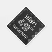 Serviette En Papier Fête du 49e anniversaire : Style Art Déco + Nom pe (Coin)