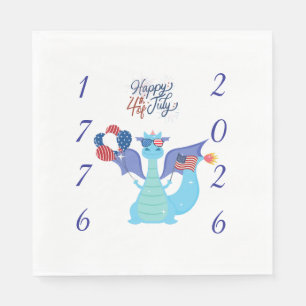 Serviette En Papier Fête du 4 juillet USA 250e anniversaire Dragon