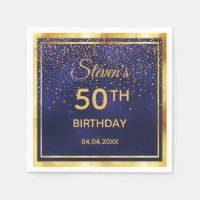 Fête du 50e anniversaire à minuit confetti bleu or