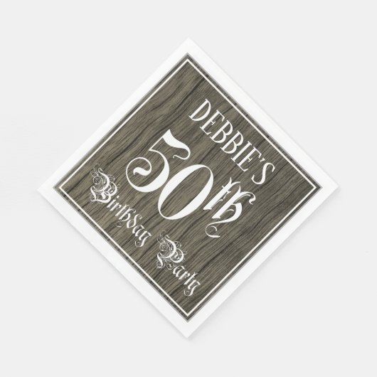 Serviette En Papier Fête du 50e anniversaire — Script fantaisie, Faux (Coin)