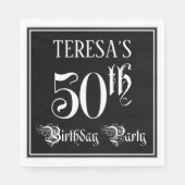 Serviette En Papier Fête du 50e anniversaire — Script fantaisie + Nom  (Devant)