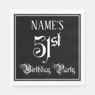 Serviette En Papier Fête du 51e anniversaire — Script fantaisie + Nom