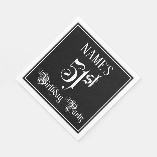 Serviette En Papier Fête du 51e anniversaire — Script fantaisie + Nom (Coin)