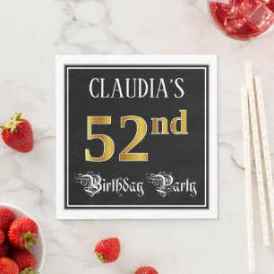 Serviette En Papier Fête du 52e anniversaire — Script fantaisie, Faux