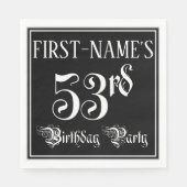 Serviette En Papier Fête du 53e anniversaire — Script fantaisie + Nom (Devant)