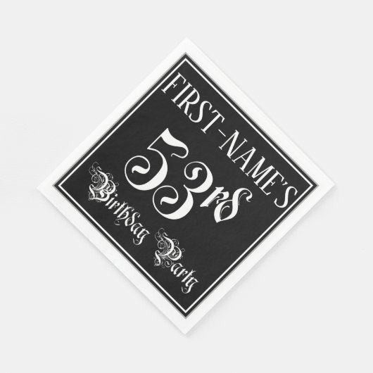 Serviette En Papier Fête du 53e anniversaire — Script fantaisie + Nom (Coin)