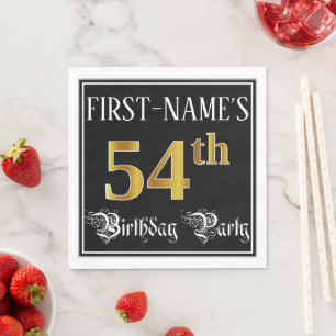 Serviette En Papier Fête du 54e anniversaire — Script fantaisie, Faux 