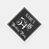 Serviette En Papier Fête du 54e anniversaire — Script fantaisie + Nom (Coin)