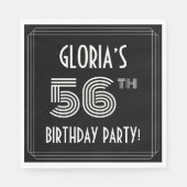 Serviette En Papier Fête du 56e anniversaire : Style Art Déco + Nom pe (Devant)