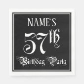 Serviette En Papier Fête du 57e anniversaire — Script fantaisie + Nom (Devant)