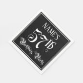 Serviette En Papier Fête du 57e anniversaire — Script fantaisie + Nom (Coin)