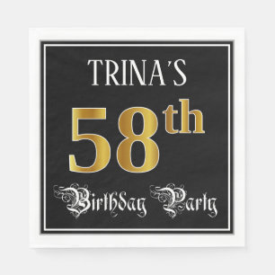 Serviette En Papier Fête du 58e anniversaire — Script fantaisie, Faux 