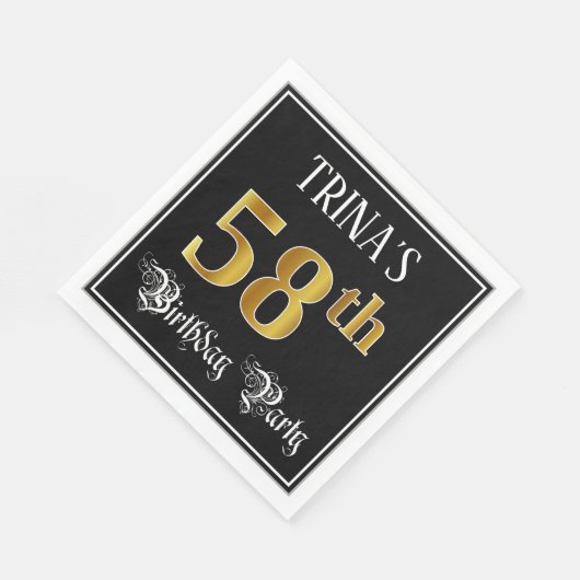 Serviette En Papier Fête du 58e anniversaire — Script fantaisie, Faux (Coin)