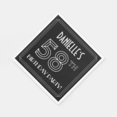 Serviette En Papier Fête du 58e anniversaire : Style Art Déco + Nom pe (Coin)