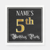 Serviette En Papier Fête du 5e anniversaire — Script fantaisie, look o (Devant)