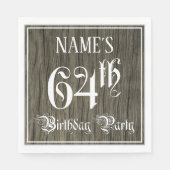 Serviette En Papier Fête du 64e anniversaire — Script fantaisie, Faux (Devant)