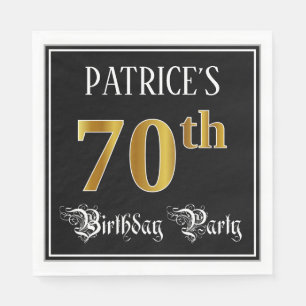 Serviette En Papier Fête du 70e anniversaire — Script fantaisie, Faux 