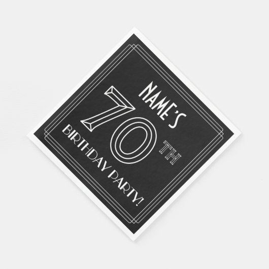 Serviette En Papier Fête du 70e anniversaire : Style Art Déco + Nom pe (Coin)