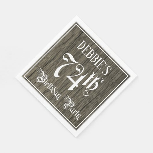 Serviette En Papier Fête du 74e anniversaire — Script fantaisie, Faux (Coin)