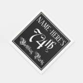 Serviette En Papier Fête du 74e anniversaire — Script fantaisie + Nom (Coin)