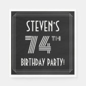 Serviette En Papier Fête du 74e anniversaire : Style Art Déco + Nom pe (Devant)