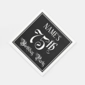 Serviette En Papier Fête du 75e anniversaire — Script fantaisie + Nom  (Coin)