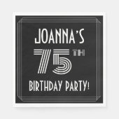 Serviette En Papier Fête du 75e anniversaire : Style Art Déco + Nom pe (Devant)