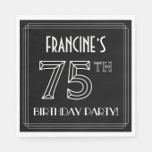 Serviette En Papier Fête du 75e anniversaire : Style Art Déco + Nom pe (Devant)