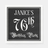 Serviette En Papier Fête du 76e anniversaire — Script fantaisie + Nom  (Devant)