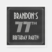 Serviette En Papier Fête du 77e anniversaire : Style Art Déco + Nom pe (Devant)