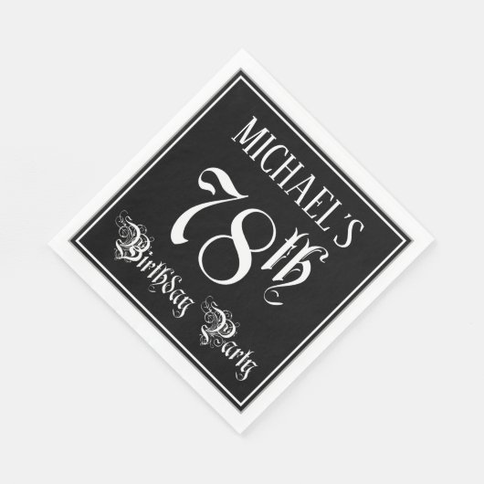 Serviette En Papier Fête du 78e anniversaire — Script fantaisie + Nom (Coin)