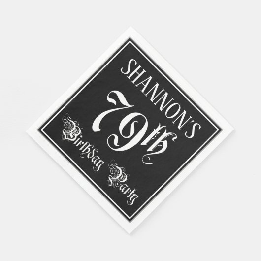 Serviette En Papier Fête du 79e anniversaire — Script fantaisie + Nom (Coin)