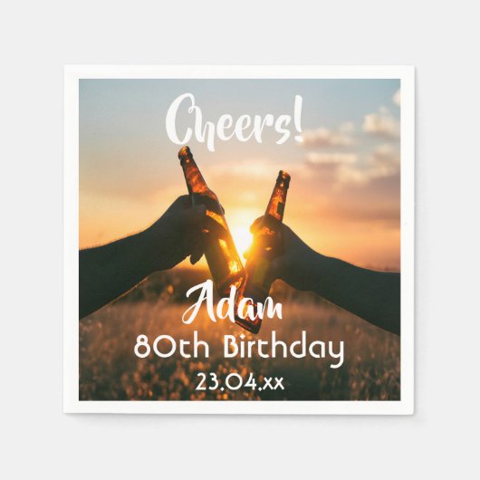 Serviette En Papier fête du 80e anniversaire acclamer les hommes de bi (Devant)