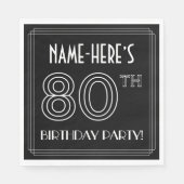 Serviette En Papier Fête du 80e anniversaire : Style Art Déco + Nom pe (Devant)