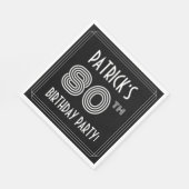Serviette En Papier Fête du 80e anniversaire : Style Art Déco + Nom pe (Coin)