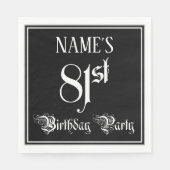 Serviette En Papier Fête du 81e anniversaire — Script fantaisie + Nom (Devant)