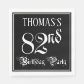 Serviette En Papier Fête du 82e anniversaire — Script fantaisie + Nom (Devant)