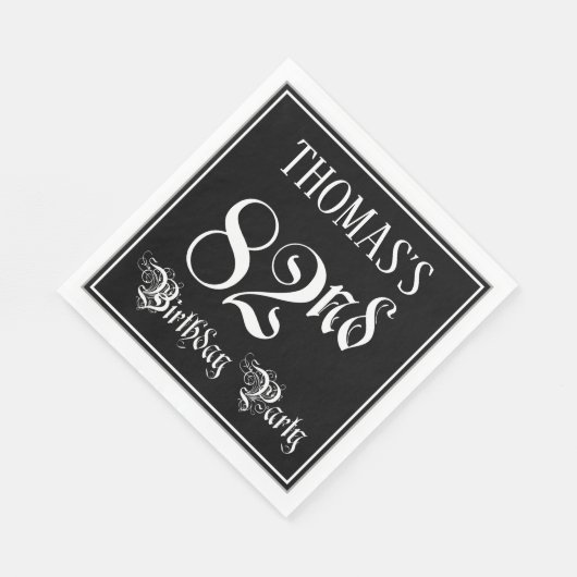 Serviette En Papier Fête du 82e anniversaire — Script fantaisie + Nom (Coin)