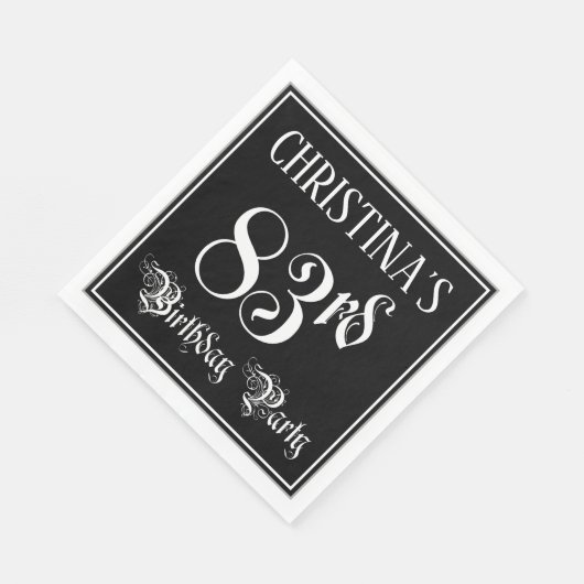 Serviette En Papier Fête du 83e anniversaire — Script fantaisie + Nom (Coin)