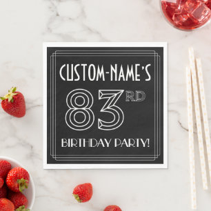 Serviette En Papier Fête du 83e anniversaire : Style Art Déco + Nom pe