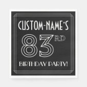 Serviette En Papier Fête du 83e anniversaire : Style Art Déco + Nom pe (Devant)
